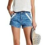 Free People Sweet Surrender Lace Trim Denim Shorts 25 Photo 0