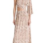 L'Agence New Fontana Cut-Out Maxi Dress in Neutral Multi Cobra Women’s Size 2 Photo 1