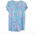 Lilly Pulitzer Etta V-Neck Blue Ibiza Now You Sea Me 100% Cotton Short Sleeve Photo 6