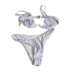 SheIn 2 PC Purple Wave Sexy Bikini w Underwire Bra Top Cheeky Bottom XS Photo 2