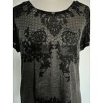 EXPRESS Burnout Black Gray Floral Lace Print Short Sleeved Tee Small Photo 4