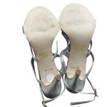 Y2K VTG. CRYSTAL RHINESTONE STRAPPY HEELS SANDALS SIZE 8 Silver Photo 8
