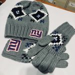 NFL Team  New York Giants Touch Gloves & Hat beanie Fair Isle Knit Ultra Game Photo 0
