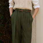 Cider High Waist Gingham Wide Leg Pants Grandpa Core Green Tan NWT Sz Large Photo 0