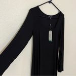 Universal Standard  Foundation black ribbed long sleeve square midi dress NEW 12 Photo 4