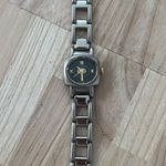 Charles Delon Vintage Ladies Watch Black Dial Stainless Bracelet Beveled Crystal Silver Photo 5