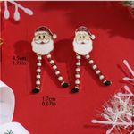 Christmas Santa Claus With Long Legs Enamel Dangle Earrings‎ Cute Party Style Red Photo 3