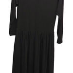Nordstrom  the Catalog Pleated Babydoll Shoulder Pad Maxi Dress Black Small‎ Photo 0