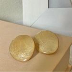 Golden Yellow Abalone Shell Clip On Earrings Vintage “Soraya” Beachy Boho Earthy Jewelry Photo 3