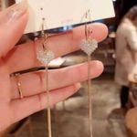 Love Heart Long Tassel Dangle Drop Earrings for Women Gold Photo 0
