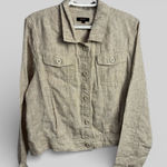 Quince  ladies tan button down cropped jacket size Large linen light academia Photo 0