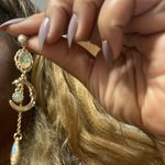 Gold Asymmetrical Mixed Jewel Drop Earrings Photo 9