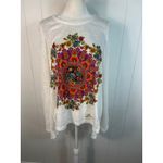 Desigual  Prisca white long-sleeve high-low top with studs and sheer pleats. S Photo 1