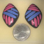 Vintage Black Pink Purple Funky Retro Boho Pierced Earrings Photo 2
