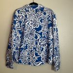 Coldwater Creek Women’s Jacket Large Blue White Moonlight Floral Full Zip Boho Photo 10