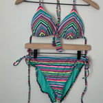 Arizona Jeans Colorful Bikini‎ Striped Full Coverage Two Piece Swimsuit Photo 0
