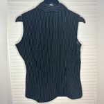 Fred David 🖤 Black and White Striped Sleeveless Button Down Shirt Photo 3