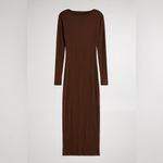 NA-KD  Ribbed Long Sleeve Brown Dress Photo 2