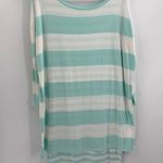 Garnet Hill  Top Women’s Aqua Blue Stripe Layered Scoop Neck Beachy Boho size xs Photo 0