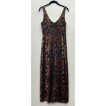 Vintage Y2K Velvet Burnout Floral Maxi Dress Sz S 1/2 Fairy Whimsy Whimsigoth Brown Photo 5