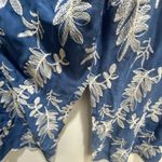 Solitaire  Embroidered Blue White Floral Crochet Kimono Cardigan Long Size Medium Photo 3