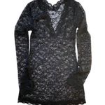 Floral Black Lace Deep Plunge V Neck Mini Dress Size Small Photo 0