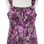 Iz Byer  California Blouse Large Floral Print Ruched Neck Tank Top Babydoll Y2K Photo 0