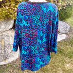 Laura Ashley Blue & Purple Leopard Print Women's Plus Size Top Photo 9