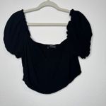 Sophie Rue  Black Puff Sleeve Crop Top Photo 5