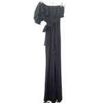 Natori  Crepe One Shoulder Ruffle Jumpsuit Black Sz 6 Photo 1