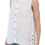 J. Jill Love White Linen Button Down Sleeveless Shirt Photo 1