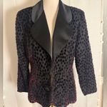 Vintage Karen Lawrence Velvet Polka Dot Blazer 80s Glam Party Jacket Size 12 Black Photo 0