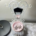 NWOT Silver Tone and Ruby Rhinestone Hawaiian Tropical Flower Earrings Handmade Photo 2