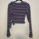 Nasty Gal Striped Crop Ruffle Vneck Bell sleeve Photo 3