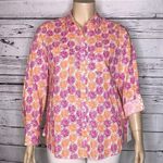 Foxcroft  NYC Wrinkle Free NWT Size 16 Citrus Fruit Roll-Tab Sleeve Button Shirt Photo 0