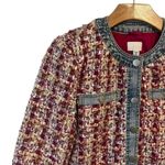Ecru Tweed With Denim Jacket Beetroot Womens Small Knit Button Up Structured NEW Photo 2