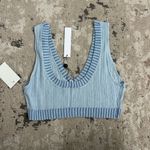 For Love & Lemons  Rhea Pointelle Crop Tank Size Large NWT - Light Blue Photo 4