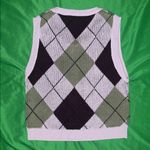 Urban Outfitters Argyle V-Neck Sweater Vest - Black, Green, Purple size Small Photo 2