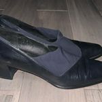 Amalfi Italy Pillow Navy Blue Leather Block Pumps Career or Dressy Size 9 AAAA Photo 6