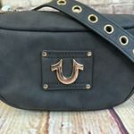 True Religion Suede Chain Hobo Bag Small Black Gold Zip NWT Shoulder Photo 6