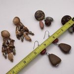 Lot Of 3 Costume Earrings Pierced Dangle Drop Brown / Earth Tones Photo 8