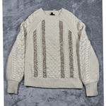 J.Crew  Sweater Womens XXS Ivory‎ Cable Knit Metallic Sequin Pullover Wool Blend Photo 0