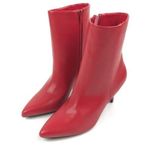 Qupid Women's  Portia Faux Leather Ankle Bootie Size 6.5 Red Photo 7