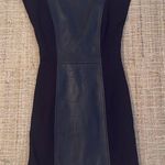 Alice + Olivia  Sleeveless Leather Mix Media Dress Lace up Back Small Black Photo 0