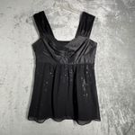EXPRESS Satin Tank Top Sleeveless Party Cocktail Blouse Sequin Black Size 10 Photo 1
