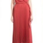 Max Studio Size S Elegant Midi Pleated Dress Burnt Orange Heritage Fall Wedding Photo 0