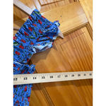 Hill House  Home Ellie Nap Dress Blue Red Swedish Floral Ruffle Sleeves Size Photo 6