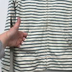 LL‎ Bean Womens Jacket XS Stripe Zip Up Cotton Ultra Soft Knit White Green Photo 1