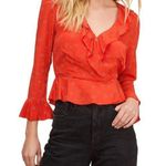 ASTR THE LABEL Red Floral Dot-Print Wrap Top Photo 0