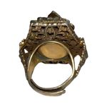 Antique Adjustable Fleur de Lis Gripoix Glass Onyx Large Georgian/Victorian Ring Brown Photo 2